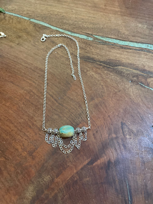 Bohemian Peruvian Opal Silver Necklace